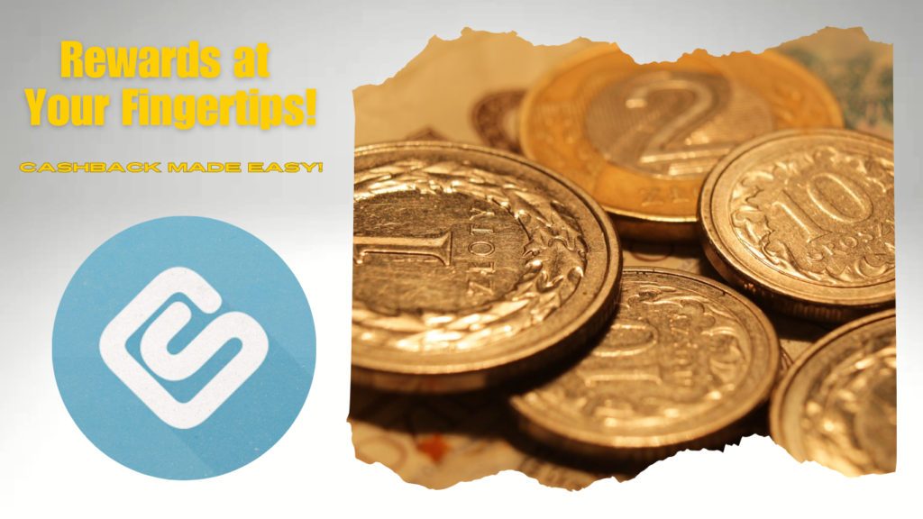 Image of several coins next to the Swagbucks logo and the slogans "Rewards at Your Fingertips!" and "Cashback Made Easy!". The main keywords are "Make Extra Money Online" and "Swagbucks Guide".